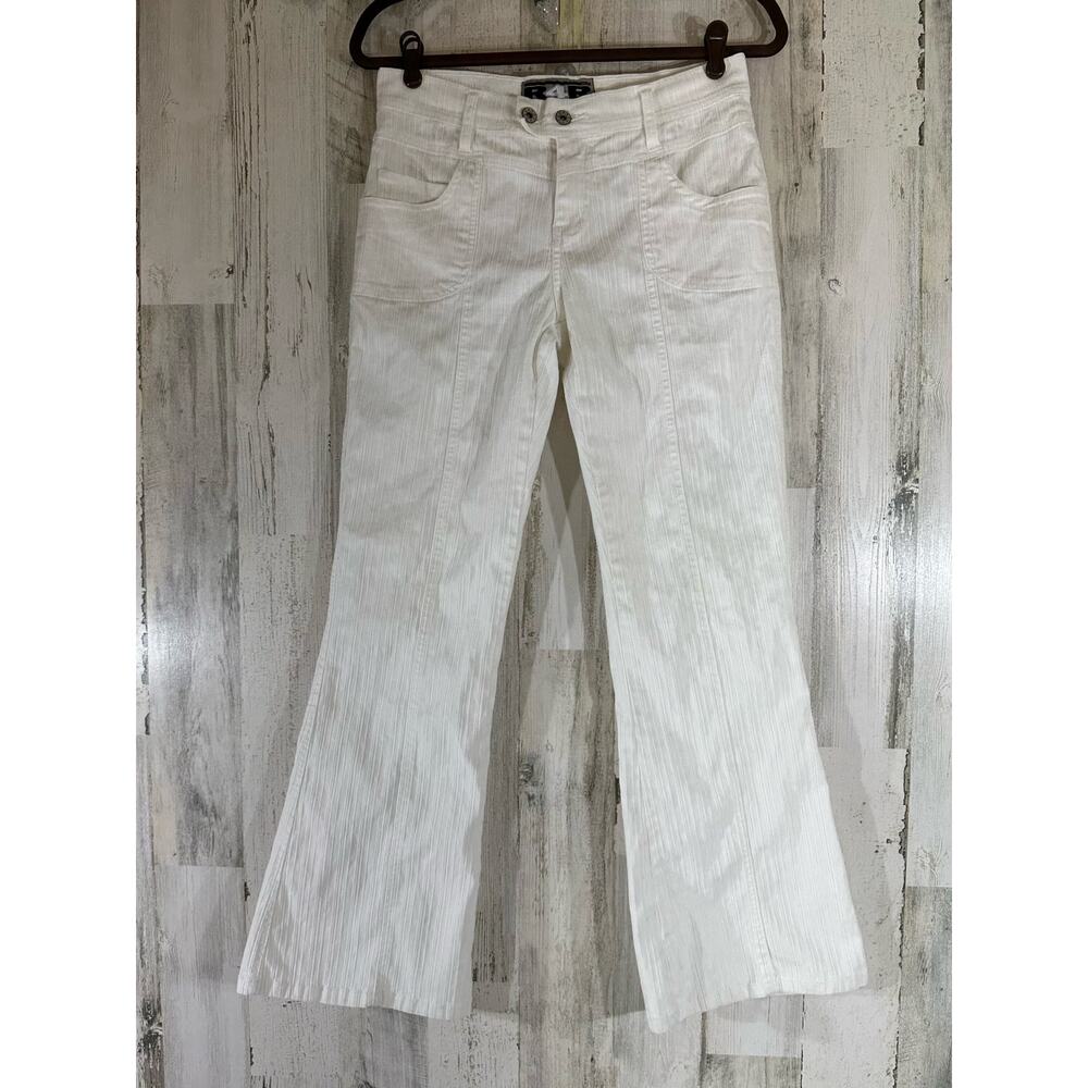 Rave R4R Womens Vintage Jeans Size 15 (30x30)‎ Ivory Bootcut Mid Rise Ribbing